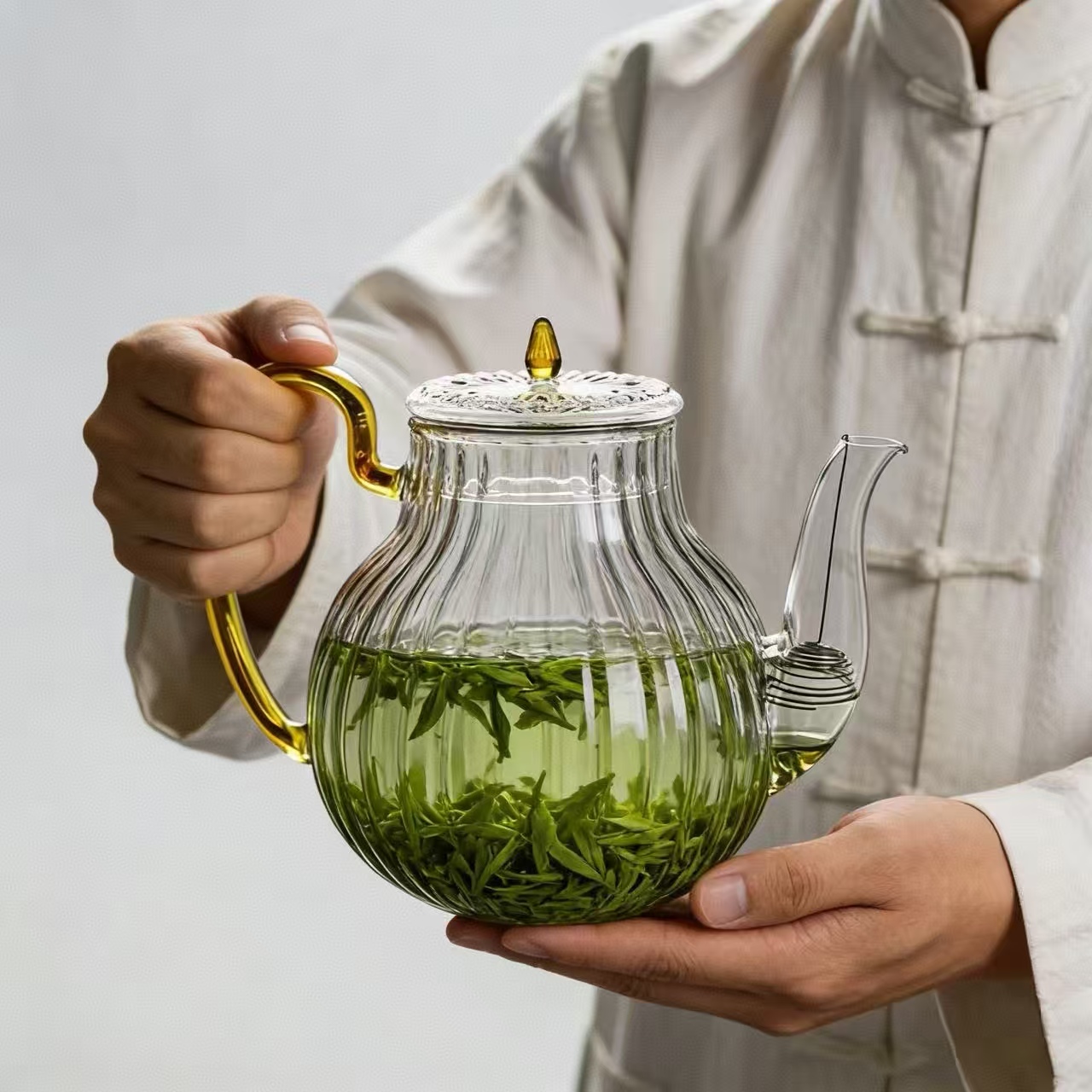 Nettle Leaf Tea - Teiera in Vetro a Righe da
